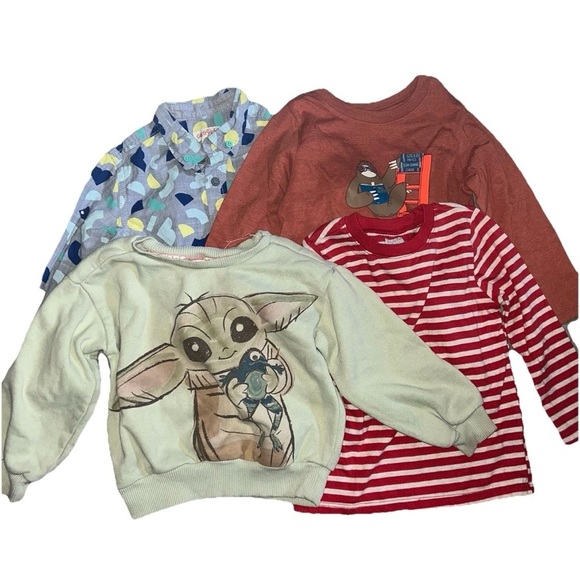 Cat & Jack Other - Lot Of 4 Toddler Boy Lot Sleeve Tops Button Down Sweatshirt Size 3T